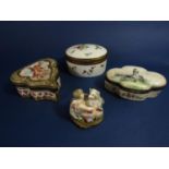 19th century Sevres porcelain shaped trinket box decorated with cherubs, porcelain patchbox