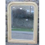 A moulded arched framed wall mirror with later painted and distressed finish, 87 cm x 63 cm