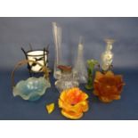 A collection of various Victorian and later glass to include a clear glass baluster vase with floral