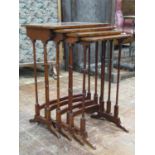 A quartetto of Georgian style occasional tables raised on slender turned support, the tops with