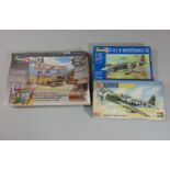 3 boxed model kits, all un-started with sealed contents; Airfix NA P51B Mustang, Revell P-51B