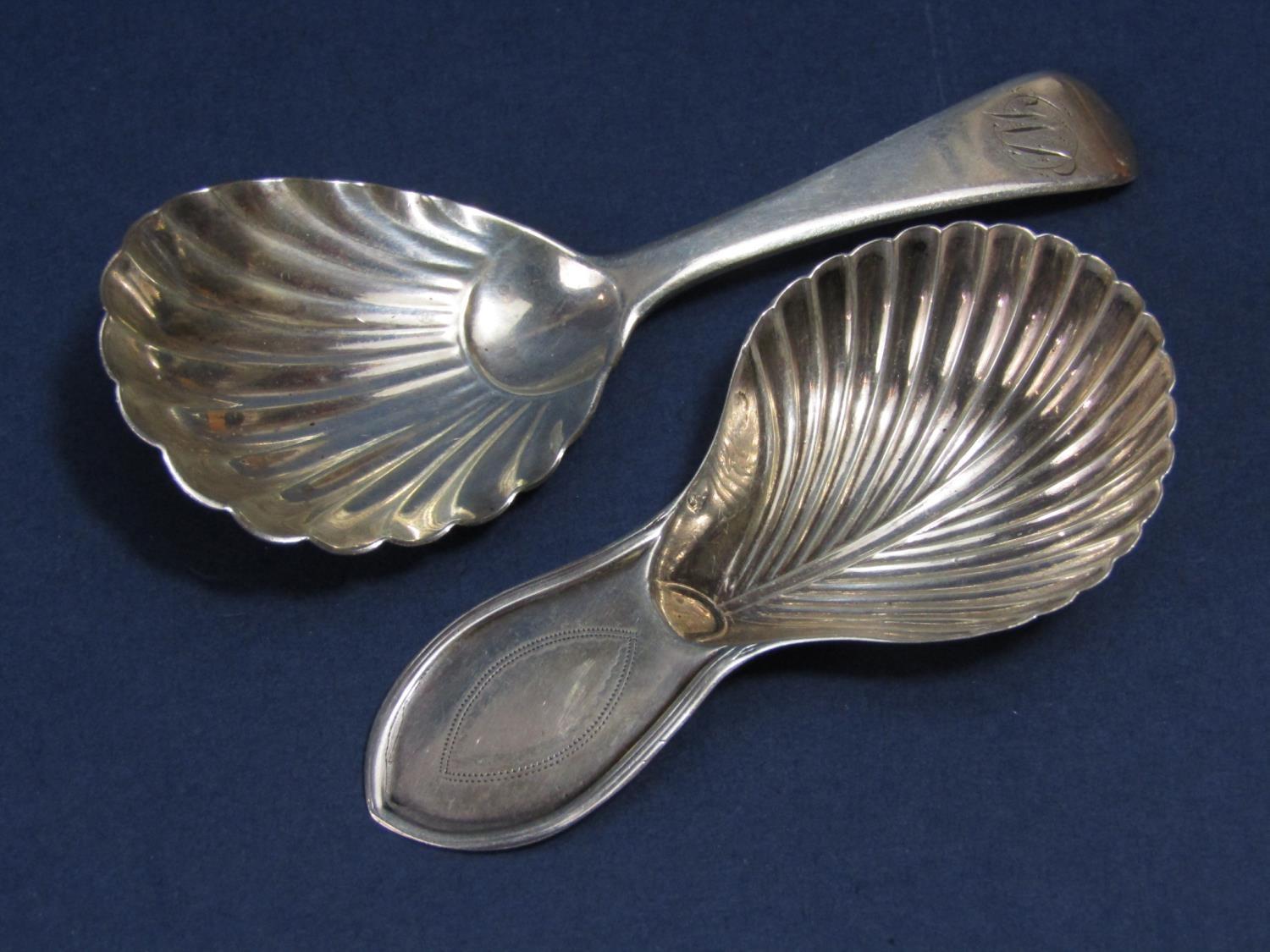 Good George III scallop shell silver caddy spoon, maker Nathaniel Smith & Co, Sheffield 1793, 7cm