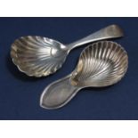 Good George III scallop shell silver caddy spoon, maker Nathaniel Smith & Co, Sheffield 1793, 7cm