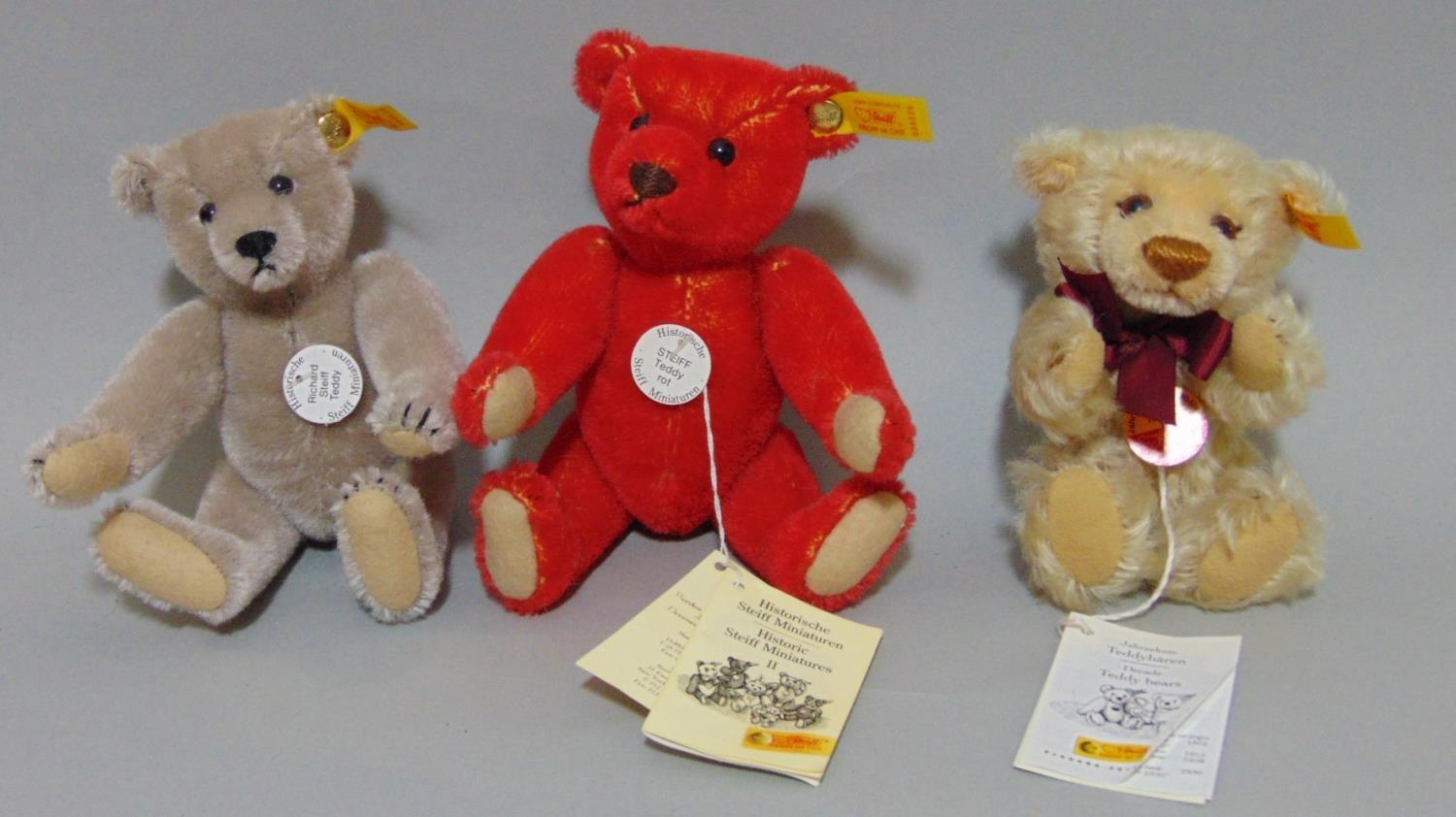 9 small Steiff teddy bears, all with pin in ear, includes 'Original' range Clown 29110, Millenium - Image 4 of 4