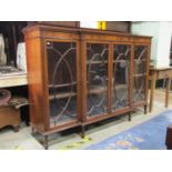 A good quality Edwardian mahogany shallow breakfront bookcase/side cabinet in the Georgian style