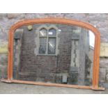 A Victorian overmantel mirror/chimney glass with moulded arched pine frame 120 cm wide x 76 cm in
