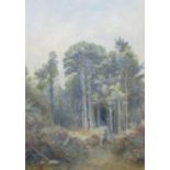 William W Maliphant (British 1862-1932) - Forest scene with a team of Wood-Fellers, watercolour