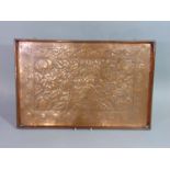Keswick School of industrial arts - Arts & Crafts copper tray of rectangular form with fruit and