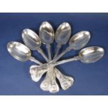 Set of six Edwardian silver Kings Husk pattern tablespoon, maker Josiah Williams & co, London