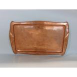 A Keswick school of industrial Arts - Arts & Crafts tray of rectangular form with folded rim and