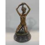 Jean Patou cast bronze study of a semi nude female, 30 cm high