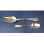 Paul Storr George III fiddle pattern tablespoon, London 1815, together with a further Paul Storr