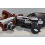 Exakta RTL 1000 complete with Oreston lens, two Zeiss Werra 35mm cameras (3)