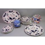 A Copeland Spode Italian pattern blue and white printed biscuit barrel and cover, together with an