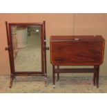 An inlaid Edwardian mahogany drop leaf Sutherland type tea table with satinwood crossbanding and
