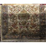 A brushed cotton rug in the Persian style, with central white ground decorated with trailing