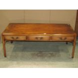 A low reproduction Georgian style yewwood veneered occasional table of rectangular form fitted