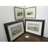 A quantity of prints and engravings of topographical views including a set of four coloured prints