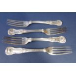 Five William IV and later Kings Husk pattern silver dessert forks, maker William Eaton, 9.5oz approx