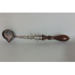 19th century sporting gun lead pouring scoop with detachable turned rosewood handle, 28cm