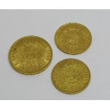 William II German 1908 20 Mark gold coin, Grand Duke Friedrich I 1902 10 Mark gold coin, Otto Koenig