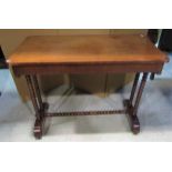 A Victorian mahogany stretcher table with rectangular top and turned bobbin rails, 92 cm long x 48