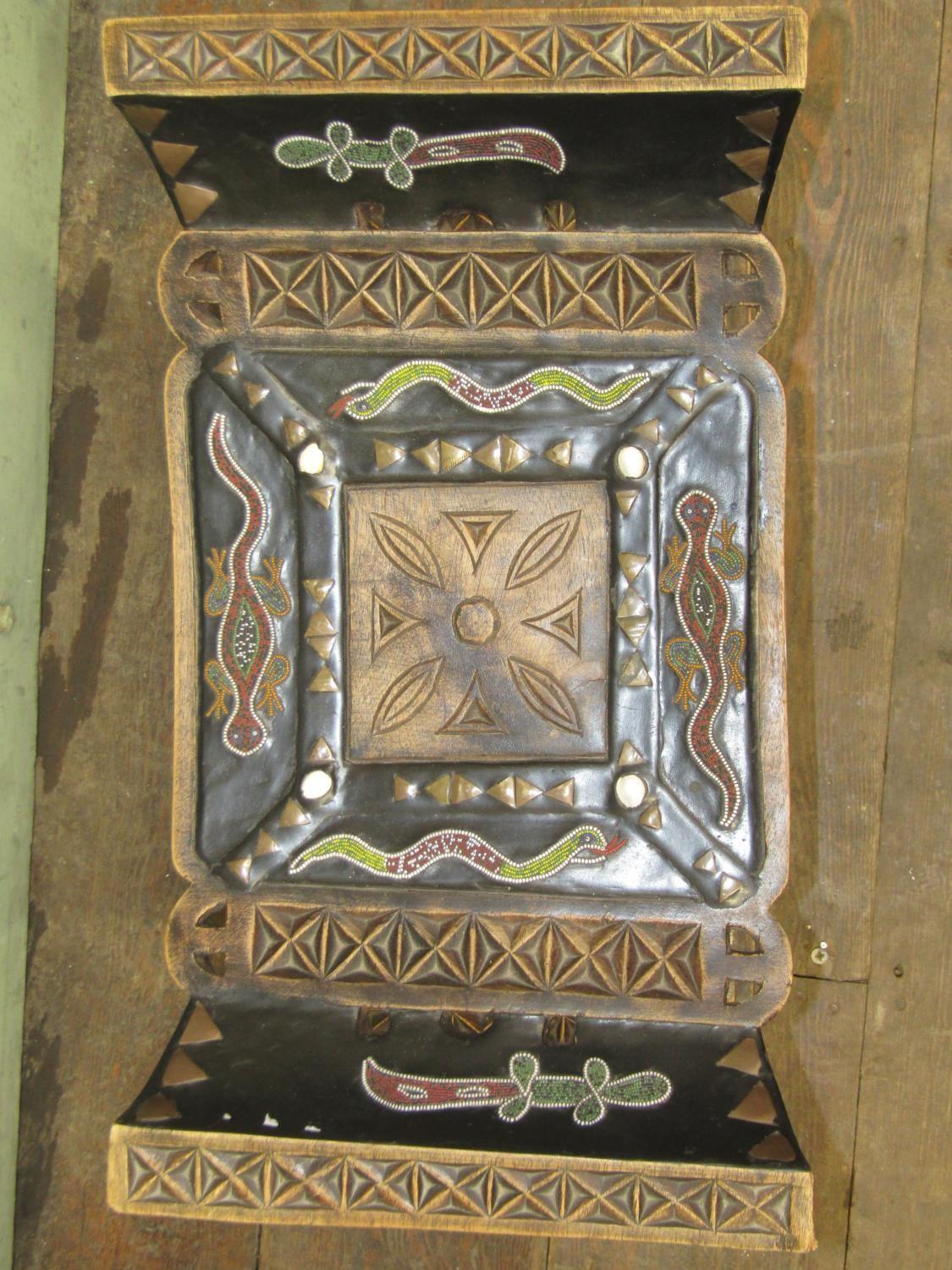 An African hardwood stool, cut and shaped from a single piece with carved detail and further - Image 2 of 2