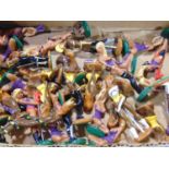 Novelty painted cast metal chess set in the form of semi nude females in suggestive poses, height of