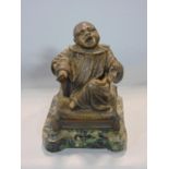 Good quality 19th century cast bronze novelty ink well in the form of a seated Chinese child, hinged