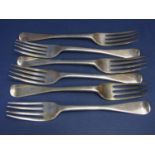 Harlequin set of six William IV silver Old English dessert forks, 8oz approx