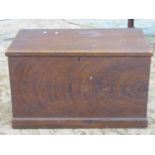 A Victorian pine blanket box with hinged lid and simulated wood grain finish, 78 cm long x 45 cm