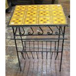 A mid 20th century ironwork occasional table of rectangular form with Canterbury base, open shelf