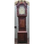 A Regency mahogany longcase clock with swan neck pediment with 33 cm broken arch painted dial with