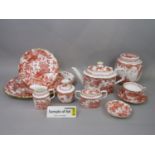 An extensive collection of Royal Crown Derby Red Aves pattern ware including two oval graduated meat