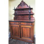 Mid 19th century continental mahogany chiffonier enclosed by two panelled doors and two frieze