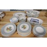 A collection of Villeroy & Boch basket pattern wares comprising five large oval serving dishes, five
