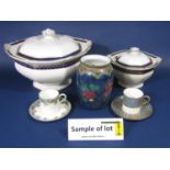 A Losolware magnolia pattern jug and basin set comprising jug, bowl, tray, toothbrush jar, etc,