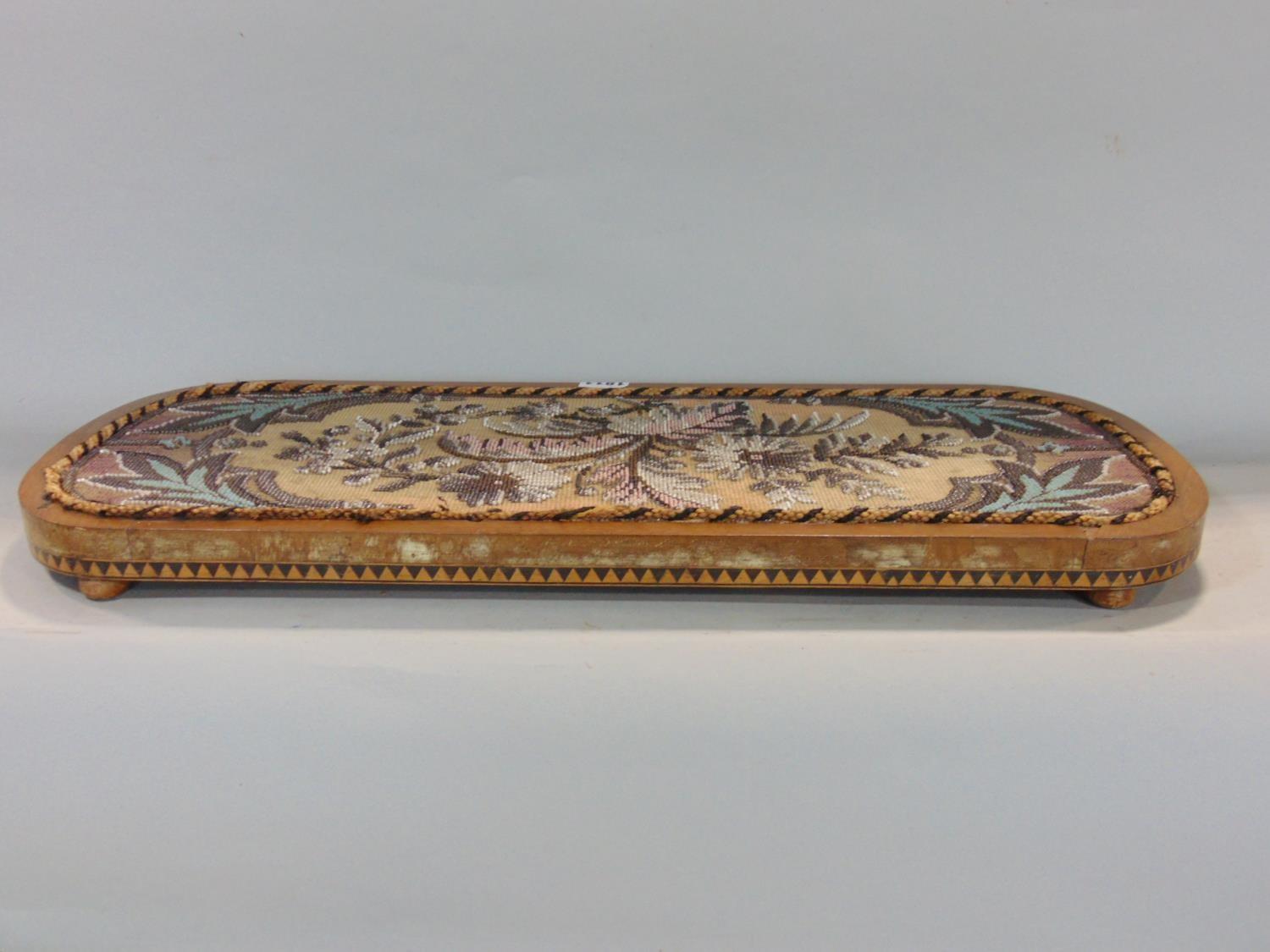 Late Victorian beadwork tray decorated with a floral spray with acanthus framing, rope braiding to - Image 3 of 3
