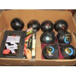 Four sets of four lawn bowls, Taylor Elite, Sterling Slim-line and Tiger Henselite examples together