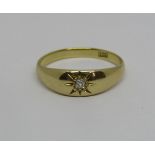 18ct diamond gypsy ring with star cut detail, size R/S, 4g