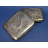 Two antique silver cigarette cases, 6oz approx (af)