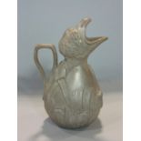 Jean Garnier (1853-1910) - novelty cast pewter jug in the form of a chick hatching from egg within
