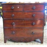 A 19th century mahogany bedroom chest of two short over three long graduated oak lined drawers, with