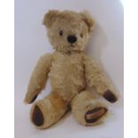 1930's small teddy bear by Chad Valley with soft plus fur, stitched nose and mouth, glass eyes,