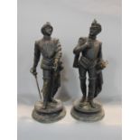 Pair of spelter figures of soldiers, 42 cm high (2)