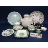 A collection of teawares and other ceramics, all with hand painted decoration including two