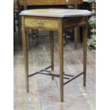 Small inlaid Edwardian rosewood occasional table, the top of shaped outline over a single frieze