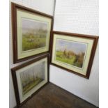 Peter Donnithorne (British B.1933) - Set of three signed coloured limited edition hunting prints all