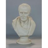 Parian bust of The Duke of Wellington inscribed Jos Pitts, London 1853, 23 cm high