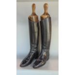 A pair of vintage black leather riding boots complete with trees - Maxwell, Dover Street, London